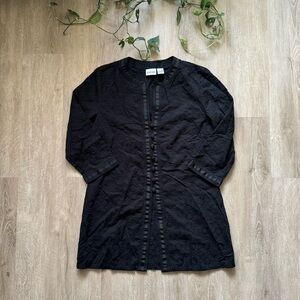 Chico's Black Eyelet Embroidered Tunic Top Size 1 Mandarin Collar